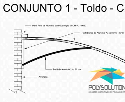 Toldo de Policarbonato com os perfis de aluminio Banzo 60 mmPolysolution